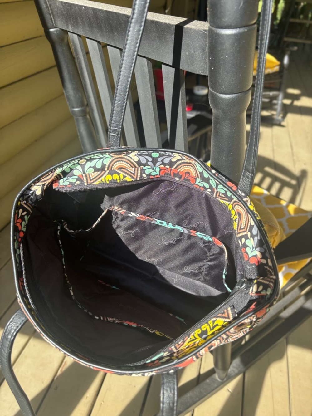 Vera Bradley Multicolor Floral Mosaic Tote with Black Straps - Picture 2 of 2
